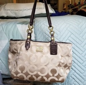 Vintage COACH Shoulder Bag Canvas Purple 100% Authentic